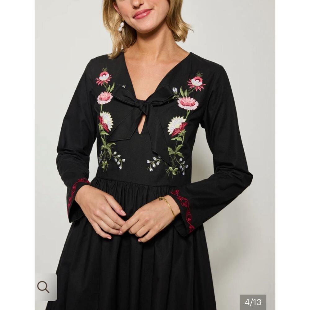 J Crew Floral Smocked Back Tie Shoulder Midi Dress - Picture 3 of 10